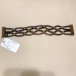 Clearance Magnetic Bracelet multi color stones gold